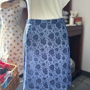 Vintage Imagio Pairs New York A Line Skirt Blue Floural Print Size Small